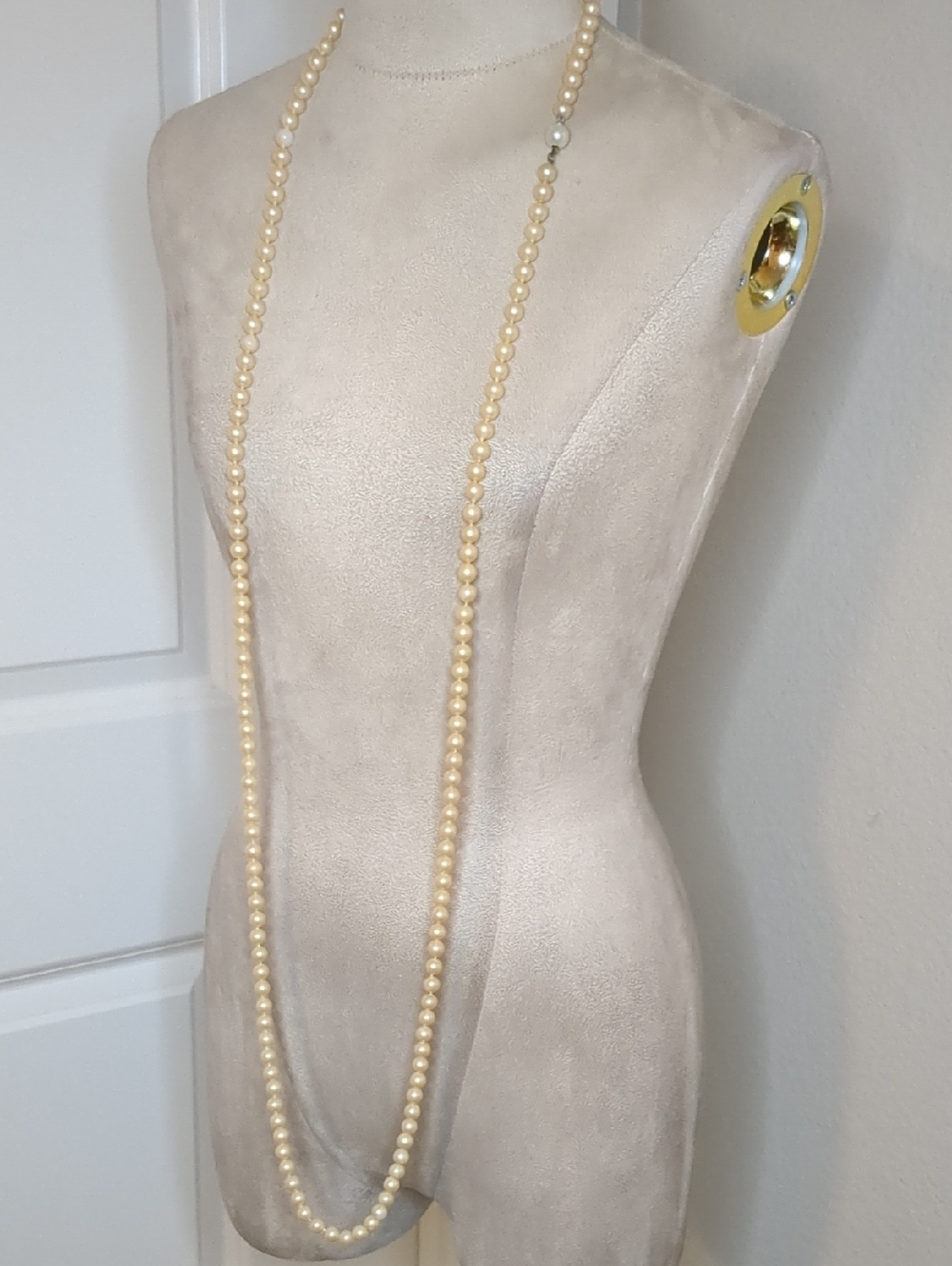 Vintage 30s 40s Faux Pearl Sautoir Necklace Long Flapper Girl Art Deco 55"